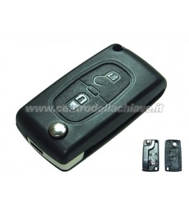 guscio 2 tasti chiave flip Citroen/Peugeot - senza lama chiave - batteria sul guscio