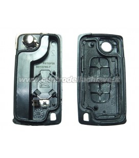 guscio 2 tasti chiave flip Citroen/Peugeot - senza lama chiave - batteria sul guscio
