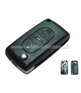guscio 3 tasti chiave flip Citroen/Peugeot - senza lama chiave - batteria sul guscio