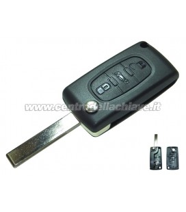 Guscio 3 tasti chiave flip Citroen/Peugeot (con sede per logo )