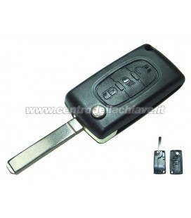 guscio 3 tasti chiave flip Citroen/Peugeot - VA2 - batteria sulla scheda elettronica