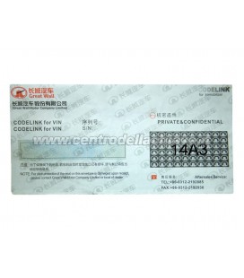 CODICE PIN GREAT WALL