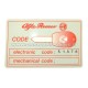 CODICE PIN ALFA ROMEO